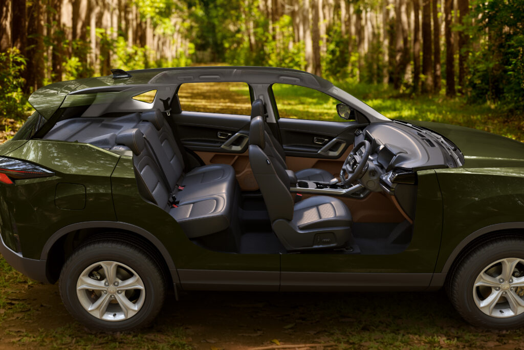  Tata Harrier and Safari Adventure X Launch – official image showing both SUVs with key features like ADAS, 360° surround view, and new Adventure X Persona design.