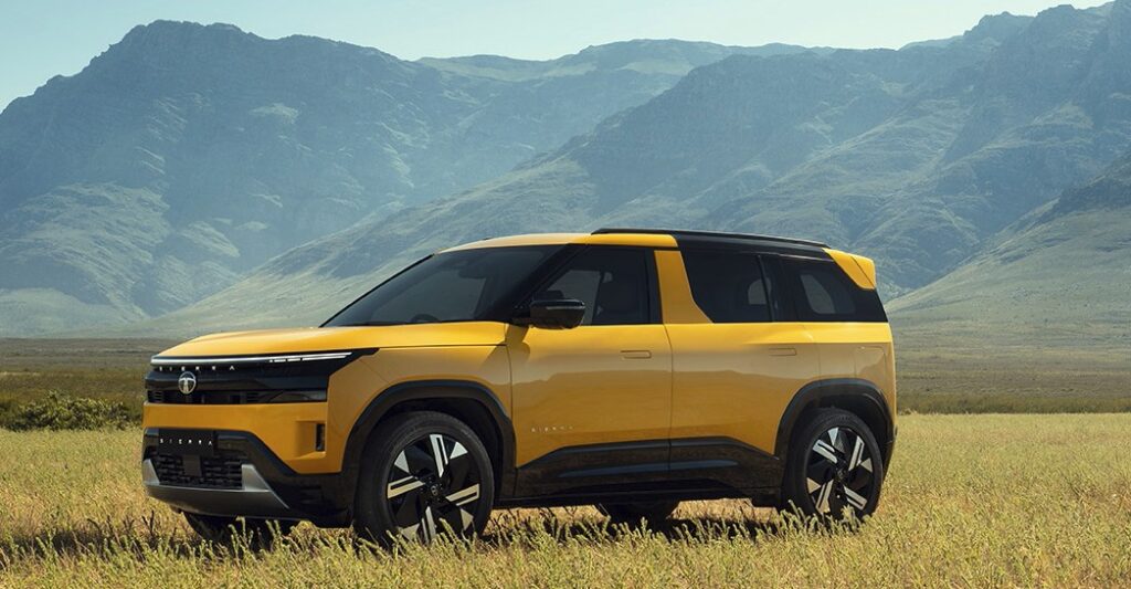 Tata Sierra 2025 front design with LED light bar