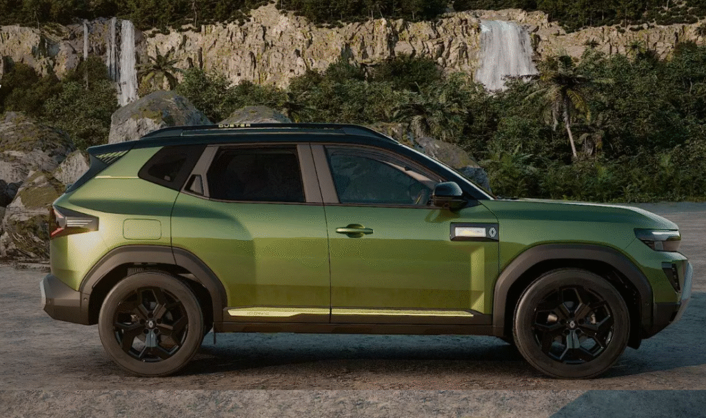 2026 Renault Duster India side profile showing rugged SUV stance and alloy wheels