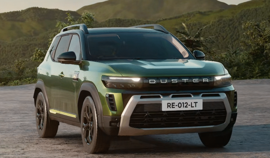 2026 Renault Duster India front design with LED headlights and Duster grille